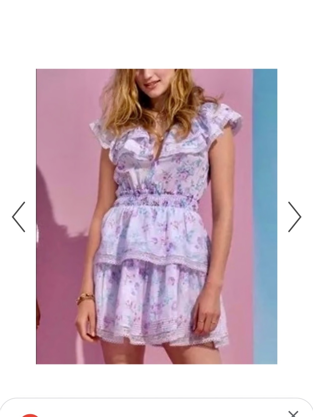 LoveShackFancy Lavender Floral Ruffle Mini Dress - Picture 2 of 11